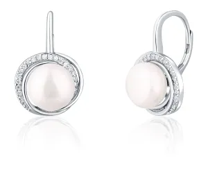JwL Luxury Pearls Luxuriöse Silberohrringe mit Perle und Zirkonen JL0738