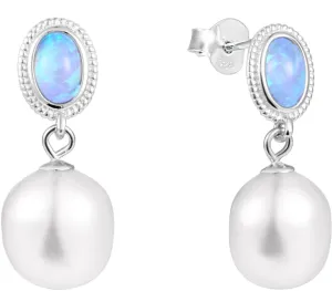 JwL Luxury Pearls Luxuriöse Ohrringe mit echter Barockperle und synthetischem Opal JL0583