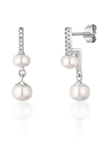 JwL Luxury Pearls Markante Silberohrringe mit echten Perlen und Zirkonen JL0773