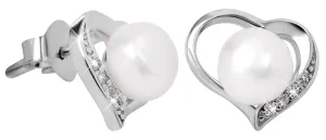 JwL Luxury Pearls Ohrringe Herz mit echte Perle und Zirkonen JL0407