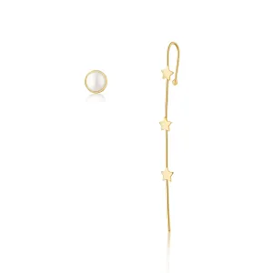 JwL Luxury Pearls Originale vergoldete asymmetrische Ohrringe JL0811