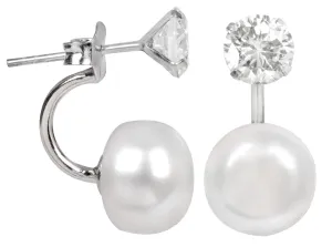 JwL Luxury Pearls Originelle Ohrringe mit echter Perle und Kristall 2in1 JL0059