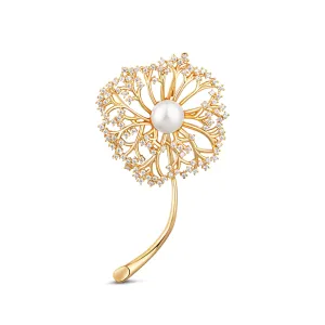JwL Luxury Pearls Romantische vergoldete Brosche 2in1 mit echter Weißer Perle JL0729