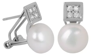 JwL Luxury Pearls Silber Ohrringe mit echter Perle und Zirkonen JL0430