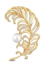 JwL Luxury Pearls Schöne vergoldete Brosche in Form einer Feder JL0731