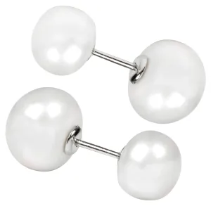 JwL Luxury Pearls Silberne doppelseitige Ohrringe mit echten weißen Perlen JL0255
