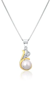 JwL Luxury Pearls Silber Bicolor Halskette mit echter Perle und Zirkonen JL0786 (Halskette, Anhänger)