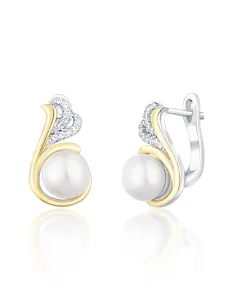 JwL Luxury Pearls Silber Bicolor Ohrringe mit echten Perlen und Zirkonen JL0720