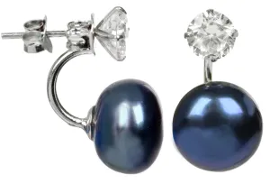 JwL Luxury Pearls Silberohrringe mit echter blauer Perle und Kristall 2in1 JL0225