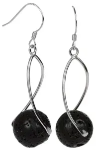 JwL Luxury Pearls Lange Silberohrringe mit schwarzen Lavasteinen JL0280