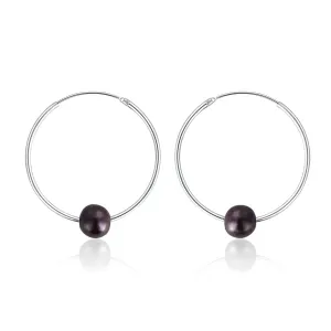JwL Luxury Pearls Silber Ohrringe Kreise mit echten schwarzen Perlen JL0632