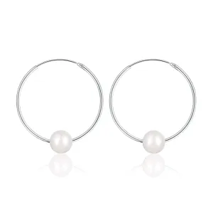 JwL Luxury Pearls Silber Ohrringe Kreise mit echten weißen Perlen JL0633