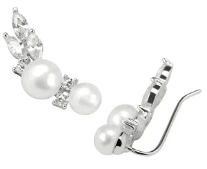 JwL Luxury Pearls Lange Ohrringe aus Sterlingsilber mit echten Perlen und Kristallen JL0300