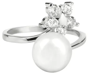 JwL Luxury Pearls Ring aus Sterlingsilber mit echter Perle und klaren Kristallen JL0322