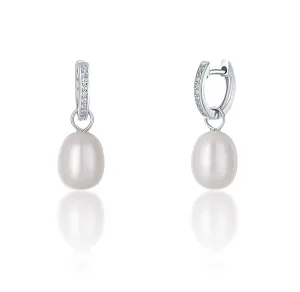 JwL Luxury Pearls Silber runde Ohrringe á la Herzogin mit echter Perle und Zirkonen 3in1 JL0685