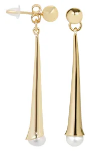 JwL Luxury Pearls Lange vergoldete Ohrringe 2in1 mit echten Perlen JL0410