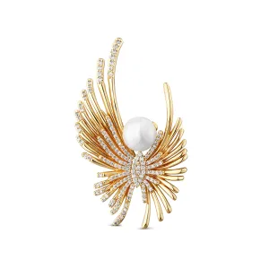 JwL Luxury Pearls Vergoldete Engelsbrosche mit Perle und Kristallen JL0822