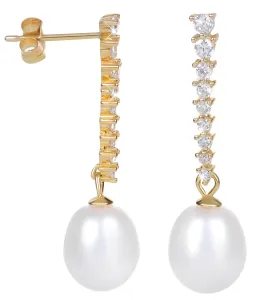 JwL Luxury Pearls Vergoldete Perlenohrringe mit Kristallen JL0405