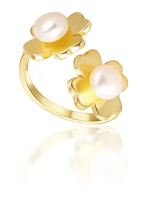 JwL Luxury Pearls Vergoldeter Ring mit echter Perle vierblättriges Kleeblatt JL0693