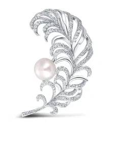 JwL Luxury Pearls Wunderschöne Perlenbrosche Feder JL0699