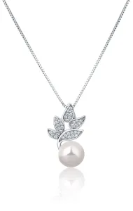 JwL Luxury Pearls Wunderschöne Silberkette mit echter Perle und Zirkonen JL0785 (Halskette, Anhänger)