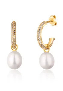 JwL Luxury Pearls Wunderschöne vergoldete Ohrringe Kreise mit echten Perlen 2v1 JL0771