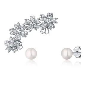 JwL Luxury Pearls Wunderschönes Set von Silberohrringen (1x Ohrring zum Anziehen, 2x Ohrstecker) JL0781