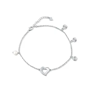 JwL Luxury Pearls Zarte Fußkette mit Herzen und Perle JL0806