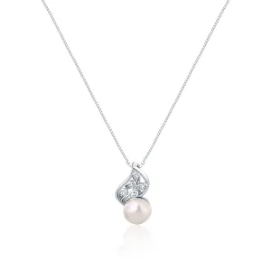 JwL Luxury Pearls Zarte Halskette mit echter Perle und Zirkonen JL0749 (Halskette, Anhänger)
