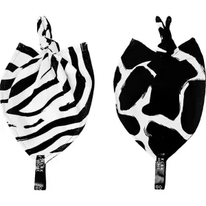 KLRK Home Wild B&W Zebra&Giraffe Kuscheldecke mit Knoten 26x26 cm 2 St