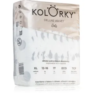 Kolorky Deluxe Velvet Dots Einweg-ÖKO-Windeln Größe XL 12-16 kg 17 St