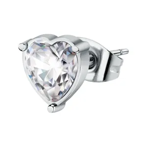La Petite Story Einzelner Ohrring aus glänzendem Stahl mit Kristall Herz LPS02AQM50