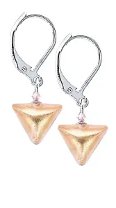 Lampglas Edle Ohrringe Golden Triangle mit 24 Karat Gold in Perlen Lampglas ETA1/S