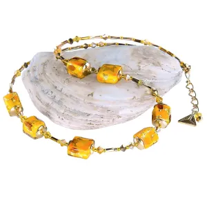 Lampglas Elegante Halskette Amber Dream aus Perlen Lampglas NCU56