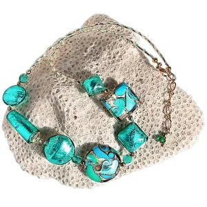 Lampglas Elegante Halskette mit 24 Karat Gold und Silber in Lampglas NRO1 Perlen