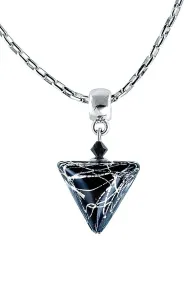 Lampglas Elegante Halskette Black Marble Triangle mit Sterlingsilber in Perlen Lampglas NTA2