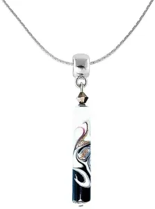 Lampglas Elegante Halskette Schwarz & White mit einzigartiger Perle Lampglas NPR11