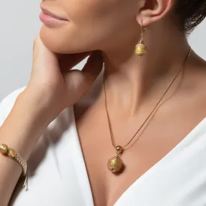 Lampglas Elegante Halskette Toffee Treasure mit 24 Karat Gold in Perle Lampglas NSA42