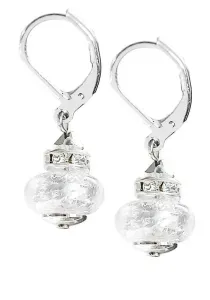 Lampglas Elegante Ohrringe White mit reinem Silber in Lampglasperlen ESH1
