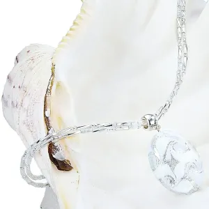 Lampglas Elegante weiße Halskette mit Lampglasperle mit reinem Silber NP1