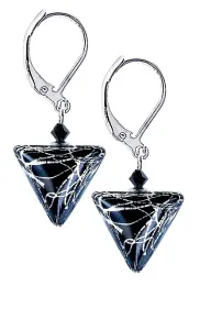 Lampglas Elegante Ohrringe Black Marble Triangle mit reinem Silber in Perlen Lampglas ETA2