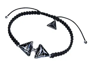 Lampglas Elegantes Armband Double Black Marble Triangle mit reinem Silber in Perlen Lampglas BTA-D-2