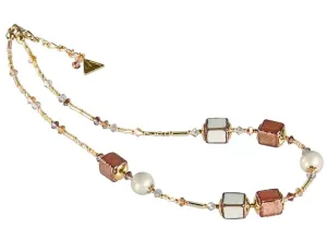Lampglas Feine Halskette Cream aus Perlen Lampglas NCU23
