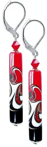 Lampglas Leidenschaftliche Ohrringe Red mit einzigartiger Perle Lampglas EPR12
