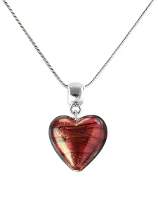 Lampglas Markante Halskette Fire Heart mit 24 Karat Gold in Lampglas-Perle NLH23