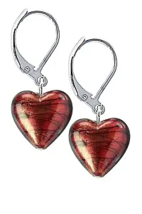 Lampglas Markante Ohrringe Fire Heart mit 24 Karat Gold in Lampglas-Perlen ELH23