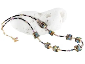Lampglas Mysteriöse Halskette mit 24 Karat Gold und reinem Silber in Lampglasperlen NCU17