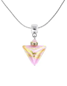 Lampglas Romantische Halskette Sweet Rose Triangle mit 24 Karat Gold in einer Perle Lampglas NTA9