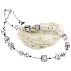 Lampglas romantische Halskette Pink mit reinem Silber in Perlen Lampglas NCU40