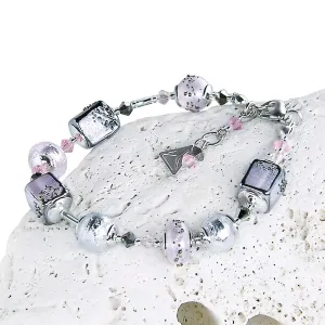 Lampglas romantisches rosa Armband aus Perlen Lampglas BCU40